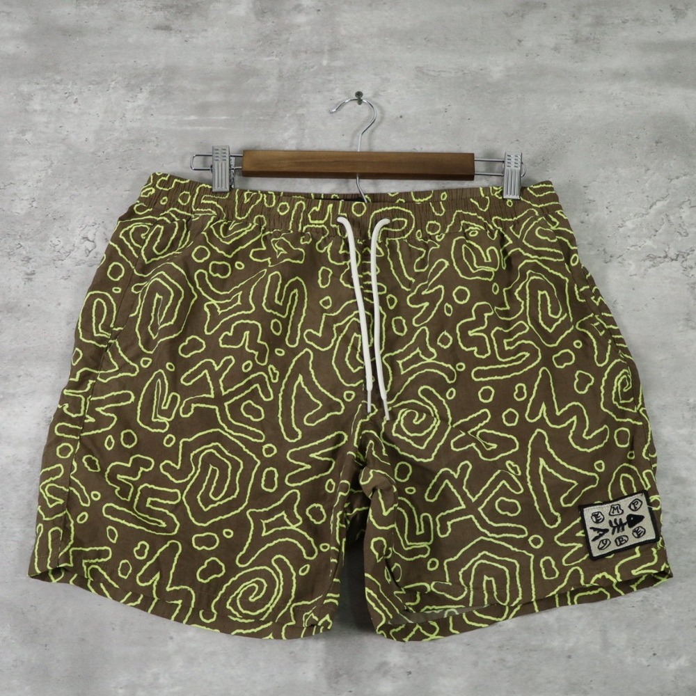 Empyre Abstract Swirl Shorts Medium Brown Lime Streetwear Skate Zumiez
